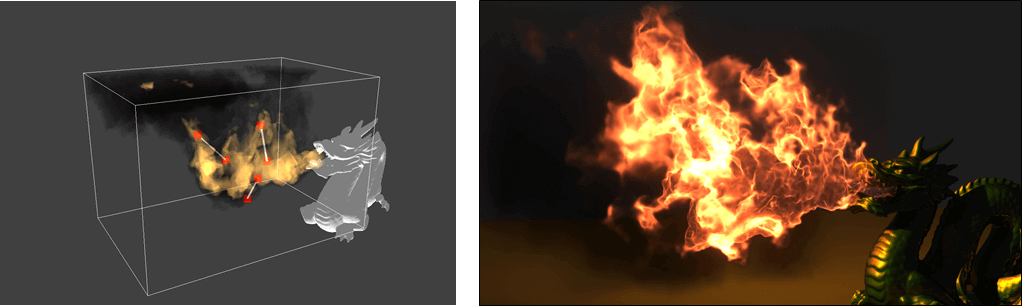 図１１：炎のシミュレーションの制御例